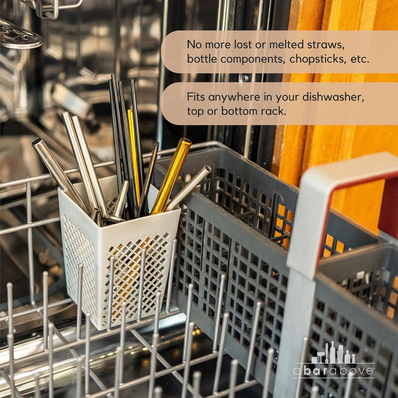 A Bar Above Dishwasher Basket for Reusable Straws and Small Bar Tools, Plastic Straw Basket for Washing Cocktail Picks, Stir Sticks, & Kitchen Accessories, Ideal for Home and Commercial Dishwasher use - Image 2